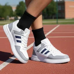 wearish White Casual Sneaker Shoes with Synthetic Upper, Lightweight & Comfortable Sneakers For Men image 5