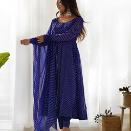 ssicreative Striped Georgette Stitched Anarkali Gown image 3