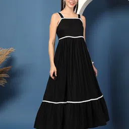 daevish Women Fit and Flare Black Maxi/Full Length Dress-picture-27