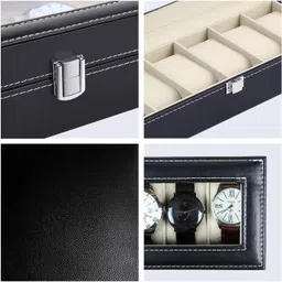 hvg traders Leather Watch Storage Box with Finish and Glass Window Metal Lock Watch Box image 2
