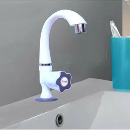 aerowell Pvc Swan Neck Tap (With Foam Flow) For Kitchen/Bathroom Wash Basins Flower Grey Pillar Tap Faucet image 5