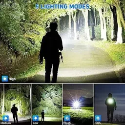 tansha Zoomable Metal 5 Modes Flashlight, Super Bright Cree T6 Led Light Torch Torch image 5