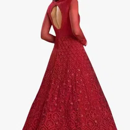 kitvillaa Embroidered Net Semi Stitched Anarkali Gown image 2