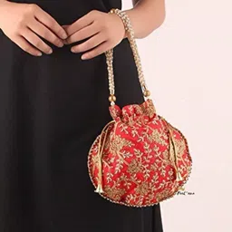 crystal zone Women Red Potli image 4