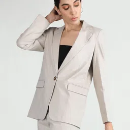 chkokko Women Solid Single Breasted Casual Blazer image 3