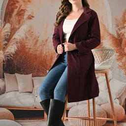 jangid fashion Fleece Solid Coat For Women image 3