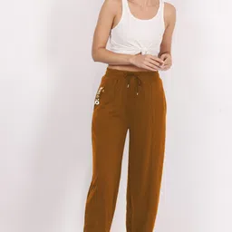 clothink india Women Solid Brown Track Pants image 4