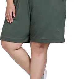 Solid Women Green Regular Shorts-image-20