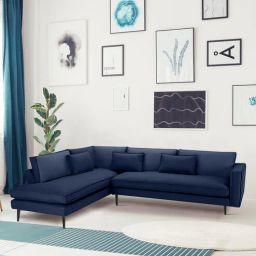 casacraft from pepperfry Mireya Fabric 6 Seater RHS Sectional Sofa (2+ Lounger) In Navy Blue Colour-picture-16
