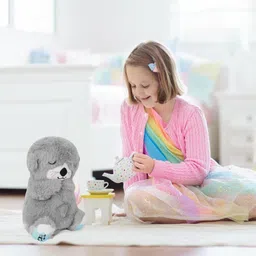 quickous Sound and Light Smoothing Sound Otter Baby Put to Sleep Breathing Teddy Bear toy - 30 cm image 4