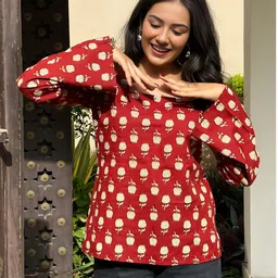 shions Women Printed Cotton Blend Straight Kurta image 5