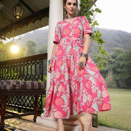 stylum Women Fit and Flare Pink Below Knee Dress-picture-20