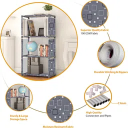 mezire Compact 4-Layer Steel Foldable Shelf for Clothers, Books, Kids Toys etc Metal Open Book Shelf image 3