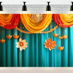 dhara collection Traditional Blue Backdrop | Polyester Taiwan | 8ft X 5ft image 4