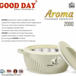 good day Aroma 2000 Insulated Steel Casserole | BPA Free Hot Pot Serve Casserole image 4