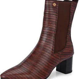 El Paso Women Tan Faux Leather Casual Chelsea Boots Boots For Women image 5