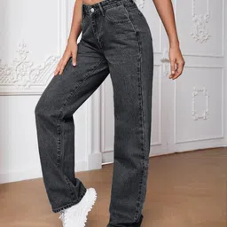 kotty Women Straight Fit High Rise Grey Jeans image 3