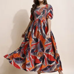 deklook Women Fit and Flare Red Maxi/Full Length Dress image 1