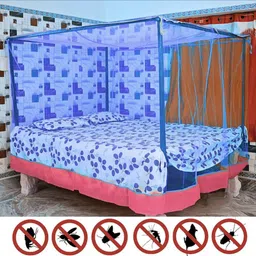 neekshaa HDPE - High Density Poly Ethylene Adults Washable Mosquito Net for Double Bed Nylon for Bedroom, Size-6x6 FT Color-Blue Mosquito Net-picture-16
