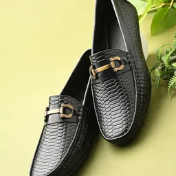 nico nerini Premium Black Driving Loafers for Men – Woven & Snake Texture Driving Shoes For Men-picture-33