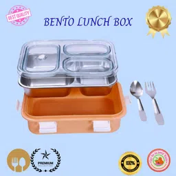 moira international Compartment -3 Sealed Leak Proof Stainless Steel For Kid's & Adult_REG95 3 Containers Lunch Box-picture-28
