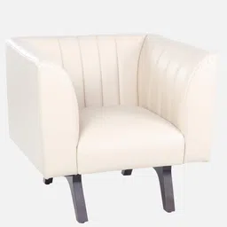 casacraft from pepperfry Ellory Leatherette 1 Seater Sofa In Cream Color image 2