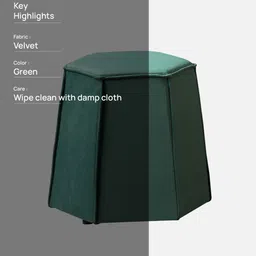 nestroots Prism Velvet Pouffe In Green Colour image 3