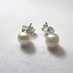 Arte Jewels 92.5 Sterling Silver Pearls Contemporary Stud Earrings image 4