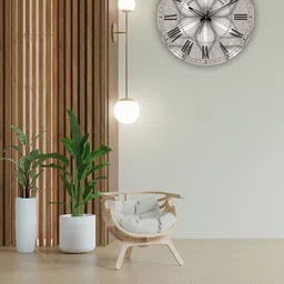 OLIVE TREE Grey & Black Printed Wooden Round Shaped Contemporary Wall Clock-picture-31