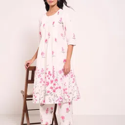 RANGMANCH BY PANTALOONS Floral Printed A-Line Pure Coton Kurtas-picture-19