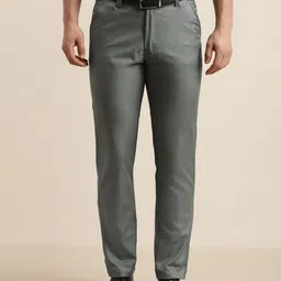 SOJANYA Men Charcoal Grey Smart Straight Fit Solid Formal Trousers-picture-13