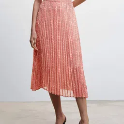 MANGO Striped Accordion Pleated Sustainable A-Line Midi Skirt-picture-32