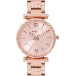 Fossil Women Rose Gold-Toned & Embellished Bracelet Style Carlie Analogue Watch ES4301-picture-16