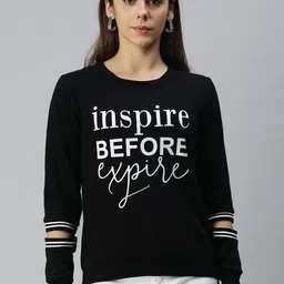 Campus Sutra Women Black Printed Sweatshirt-picture-32
