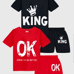 KUCHIPOO Boys Pack Of 2 Typography Printed T-shirt With Shorts-picture-32