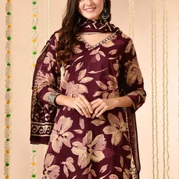 Anouk Women Floral Printed Regular Pure Cotton Kurta with Trousers & With Dupatta-image-47