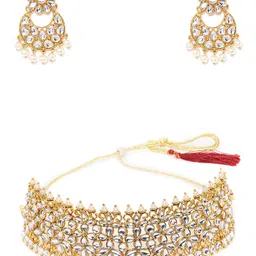 Zaveri Pearls Gold Plated Kundan Studded & Beaded Jewellery Set-picture-56
