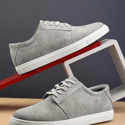 Mast & Harbour Men Light Grey Round Toe Massage Footbed Memory Foam Sneakers-picture-42