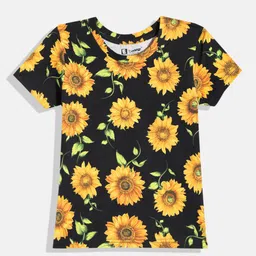 Eteenz Girls Floral Printed Premium Cotton Round-Neck T-shirt-image-47