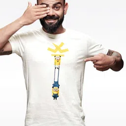 WROGN x Minions Men White Slim Fit Printed Round Neck Pure Cotton T-shirt-picture-32