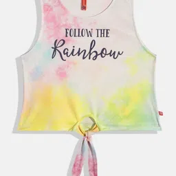 Here&Now X Game Begins Girls Typography Printed Pure Cotton Tie and Dye Crop Top-image-26