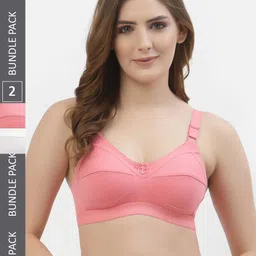 Floret Pack Of 2 Pink & White Solid Non-Wired Non Padded Everyday Bra-picture-21