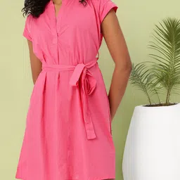 DressBerry Elegant Charm Smocked Waist Tie Up A-Line Mini Dress-picture-35