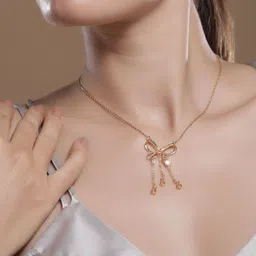 Rubans 18K Gold-Plated Stainless-Steel Tarnish-Free Waterproof Bow Pendant Necklace-picture-47