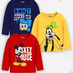 yk disney Boys Pack of 3 Mickey Mouse Donald Duck Goofy Printed T-shirts-picture-41