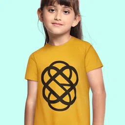 BRATMA Kids Mustard Yellow & Black Pure Cotton Printed T-shirt-picture-39