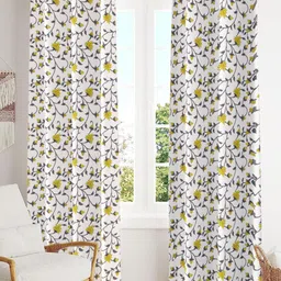Trance Home Linen Yellow 2 Pieces Printed Room Darkening Pure Cotton Long Door Curtains-picture-38