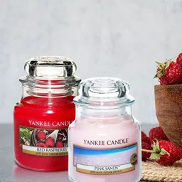 YANKEE CANDLE Set Of 2 Pink Sands & Red Raspberry Scented Jar Candles-image-4