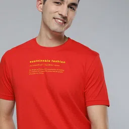 HERE&NOW Men Red Typography Printed Pure Cotton T-shirt-picture-20