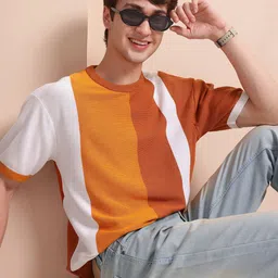 Mast & Harbour Colourblocked Drop-Shoulder Sleeves Oversized T-shirt-picture-33